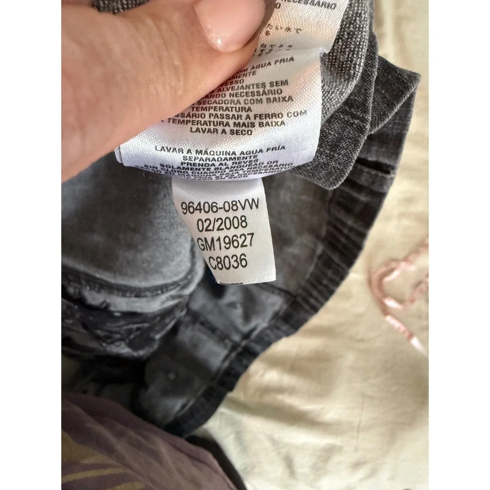 Harley Davidson‎ Y2K Women's Gray Denim Jacket Embroidered Wings & Logo Size 1W